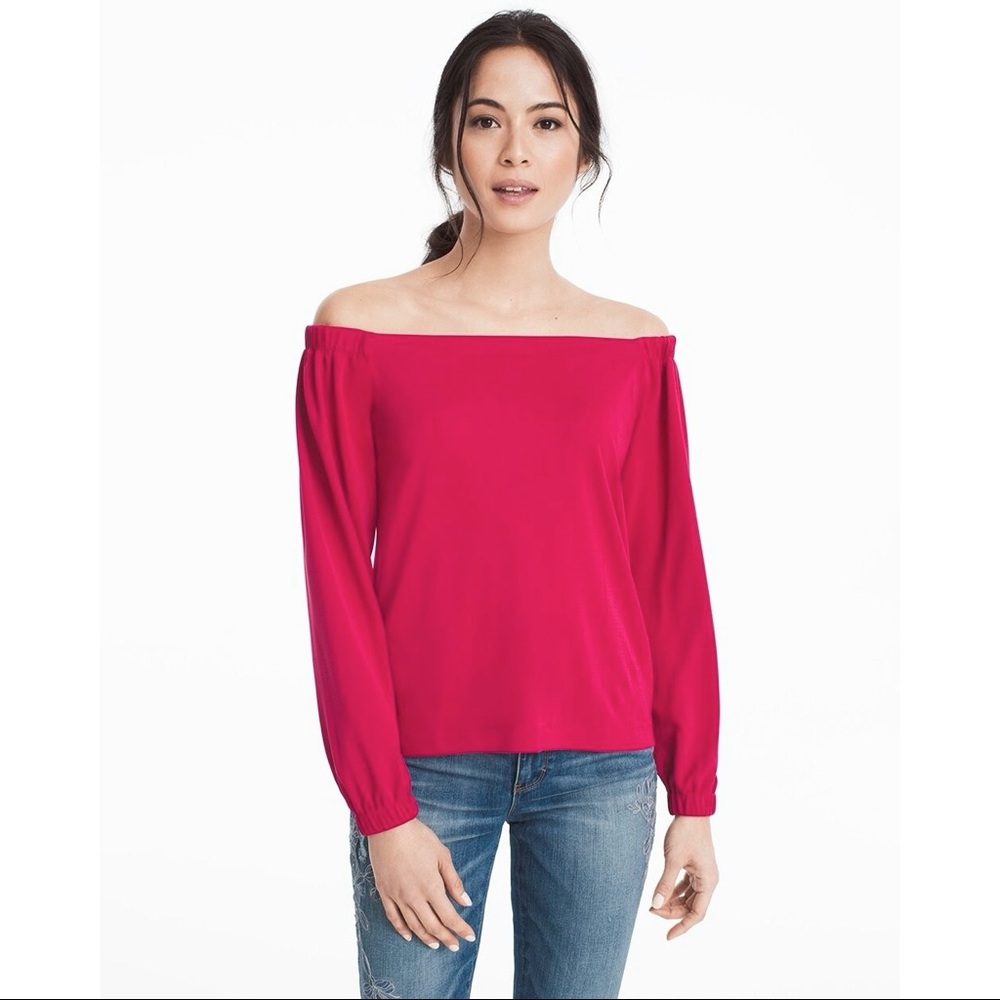 WHBM Off the Shoulder Crepe Top